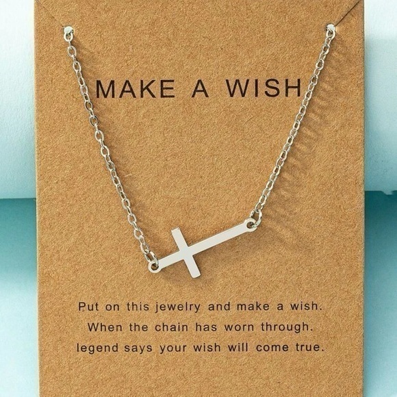 Silver Sideways Cross Choker Necklace - Picture 2 of 3